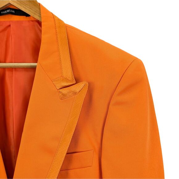 Bright Orange 5-Piece Tuxedo Suit Medium | Statement Dopamine Prom Wedding Party - Picture 4 of 16